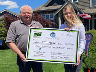 The Window Tech, Inc. Sponsored WGA Scholarship Winner: Ella McKeown The Window Tech, Inc. Sponsored WGA Scholarship Winner: Ella McKeown